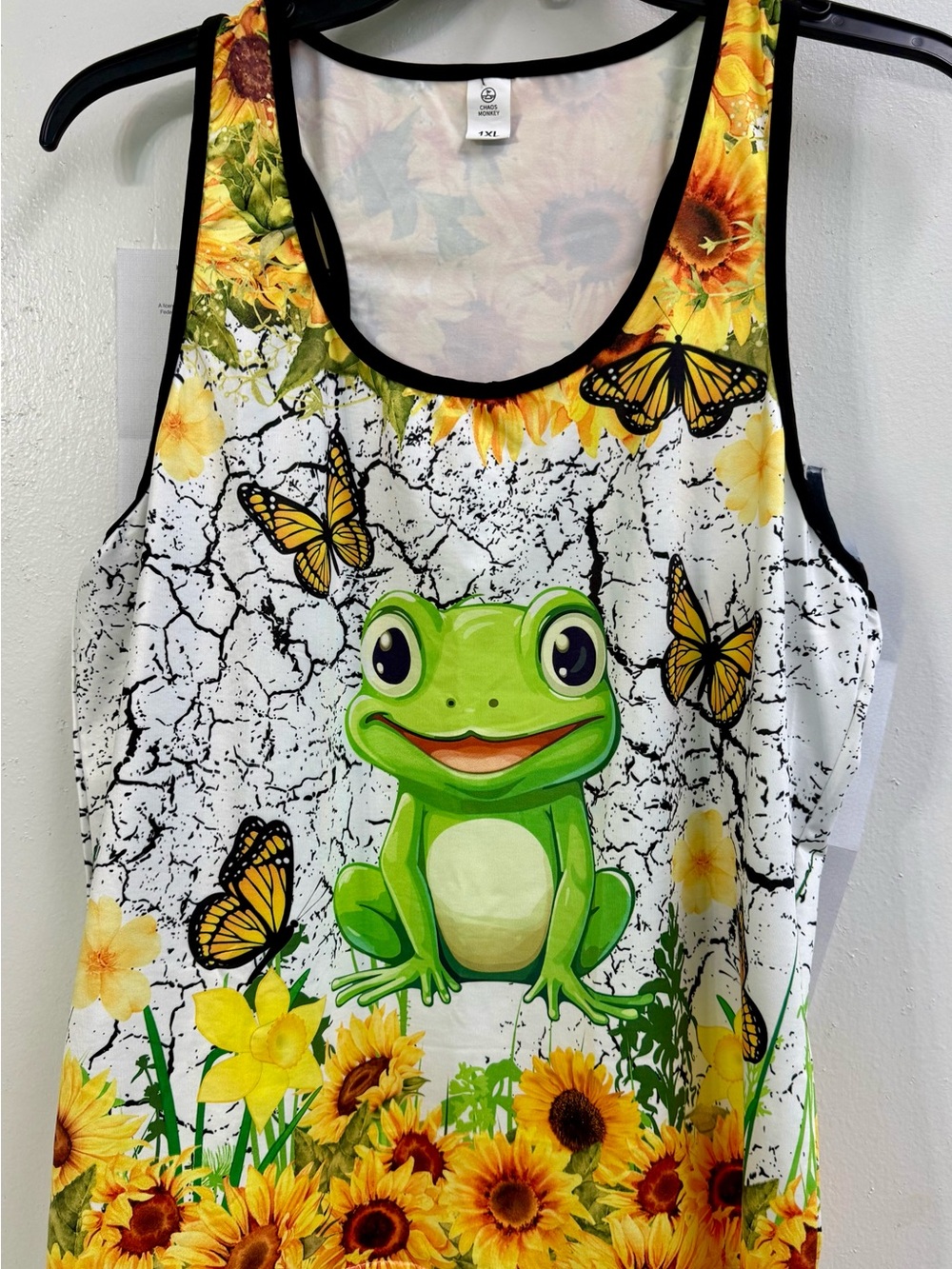 Sunflower Frog Graphic Tank Top - Yellow & Green